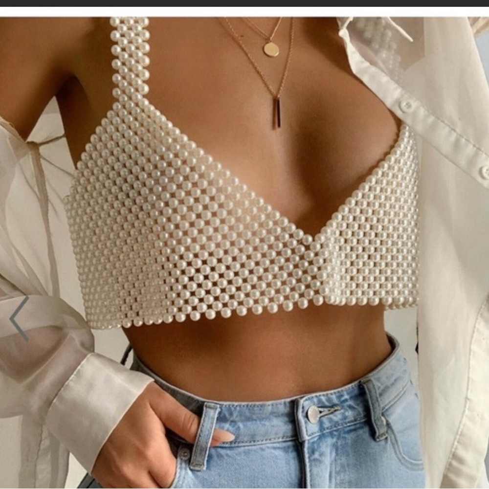 Showpo. Pearl Crop Top Bralette. Size S/M.